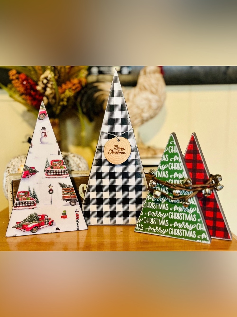 Handmade Wood Trees Decorative Christmas Tree Set- Home Holiday Farmhouse